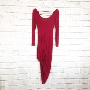 Suede Apparel | Red Long Sleeve Dress.